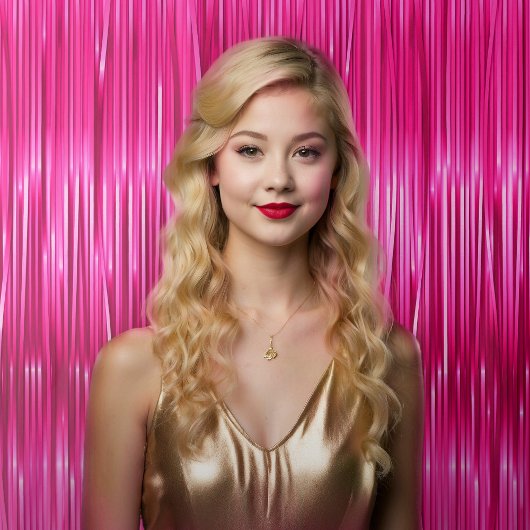 Tenture Sweet 16 Selfie Rose Chaud Faux Tinsel fond