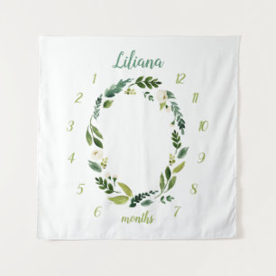 Tenture Sweet Greenery Baby Name Monthly Milestone Photo