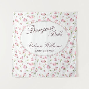 Tenture Sweet Macaron Bonjour Bebe Baby shower rose