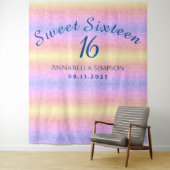 Tenture Sweet sixteen 16 Parties scintillant Rainbow perso (En situation)