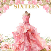 Tenture Sweet sixteen romantique Bannière Blush robe or