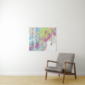 Tenture  Symbole Abstrait rose, bleu vert Reiki Cho Ku Rei (En situation (horizontale))