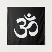 Tenture Symbole bouddhiste hindou Yoga noir blanc Om (Devant)