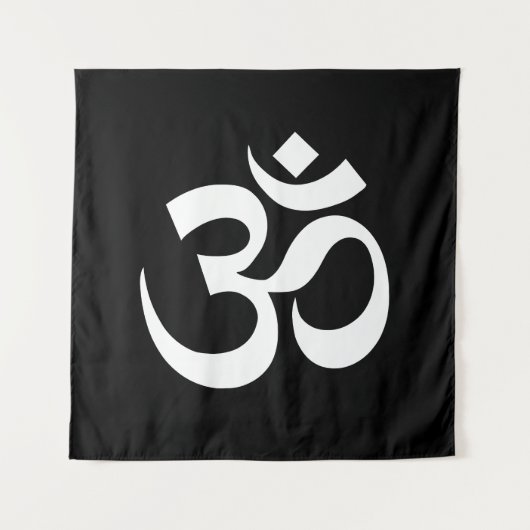 Tenture Symbole bouddhiste hindou Yoga noir blanc Om (Devant)