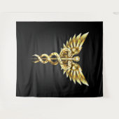Tenture Symbole caducee polygonal or (Devant (Horizontal))