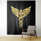 Tenture Symbole caducee polygonal or (En situation)