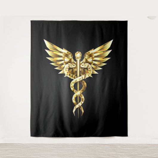 Tenture Symbole caducee polygonal or (Devant)