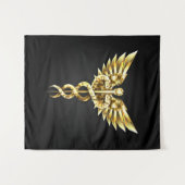 Tenture Symbole caducee polygonal or (Devant (Horizontal))