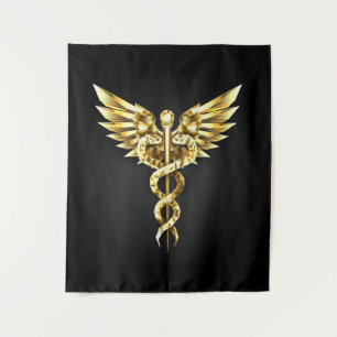 Tenture Symbole caducee polygonal or