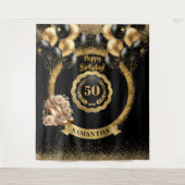 Tenture Symbole Classy Gold High Heels 50th Birthday Party (Devant)