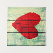 Tenture Symbole d'amour sur mur en bois (Devant (Horizontal))