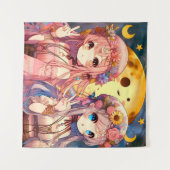Tenture SYMBOLE DE LA FEMME Anime Hippie Lune Filles Donne (Devant (Horizontal))