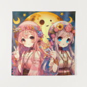 Tenture SYMBOLE DE LA FEMME Anime Hippie Lune Filles Donne (Devant)