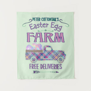 Tenture Symbole de la ferme d'oeufs de Pâques Camion antiq