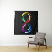 Tenture Symbole de l'infini de comètes arc-en-ciel (En situation (horizontale))