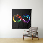 Tenture Symbole de l'infini de comètes arc-en-ciel (En situation)