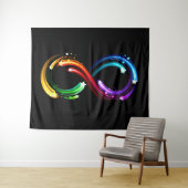 Tenture Symbole de l'infini de comètes arc-en-ciel (En situation (horizontale))