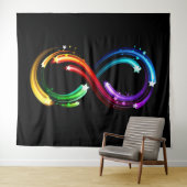 Tenture Symbole de l'infini de comètes arc-en-ciel (En situation (horizontale))