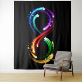 Tenture Symbole de l'infini de comètes arc-en-ciel (En situation)