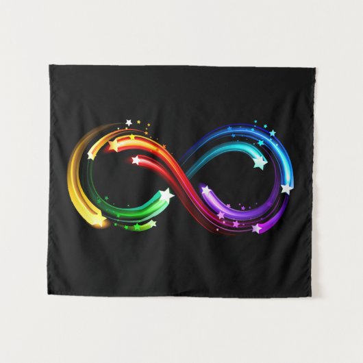 Tenture Symbole de l'infini des comètes arc-en-ciel (Devant (Horizontal))
