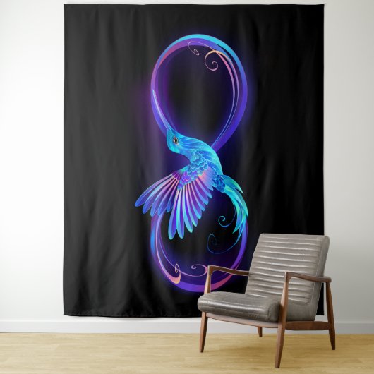 Tenture Symbole de Neon Infinity par Glowing Hummingbird (En situation)