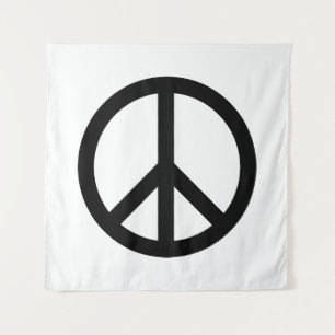 Tenture Symbole de paix Anti Guerre noir blanc moderne