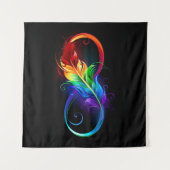 Tenture Symbole d'infini avec plume arc-en-ciel (Devant (Horizontal))