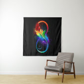 Tenture Symbole d'infini avec plume arc-en-ciel (En situation (horizontale))