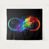 Tenture Symbole d'infini avec plume arc-en-ciel (Devant (Horizontal))