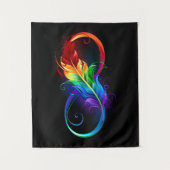 Tenture Symbole d'infini avec plume arc-en-ciel (Devant)