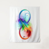 Tenture Symbole d'infini avec plume arc-en-ciel (Devant)