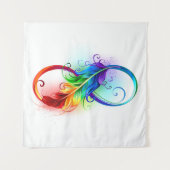 Tenture Symbole d'infini avec plume arc-en-ciel (Devant)
