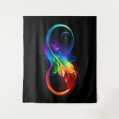 Tenture Symbole d'infini avec plume arc-en-ciel (Devant)