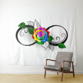 Tenture Symbole d'infini avec Rose arc-en-ciel (En situation (horizontale))