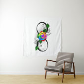 Tenture Symbole d'infini avec Rose arc-en-ciel (En situation (horizontale))
