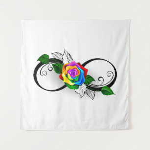 Tenture Symbole d'infini avec Rose arc-en-ciel
