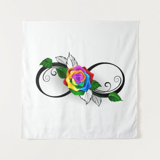 Tenture Symbole d'infini avec Rose arc-en-ciel (Devant)