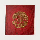Tenture Symbole Double Bonheur avec Phoenix et Dragon Ta (Devant (Horizontal))