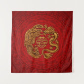 Tenture Symbole Double Bonheur avec Phoenix et Dragon Ta (Devant)