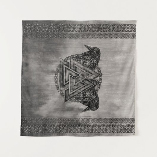 Tenture Symbole et Ravens de Valknut (Devant (Horizontal))