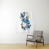 Tenture Symbole infini de papillons Morpho bleus (En situation)