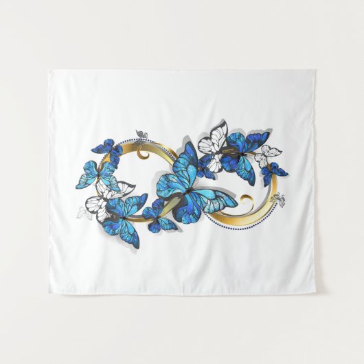 Tenture Symbole infini de papillons Morpho bleus (Devant (Horizontal))