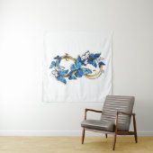Tenture Symbole infini de papillons Morpho bleus (En situation)