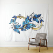 Tenture Symbole infini de papillons Morpho bleus (En situation (horizontale))