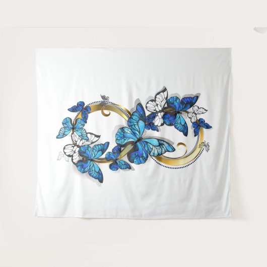 Tenture Symbole infini de papillons Morpho bleus (Devant (Horizontal))