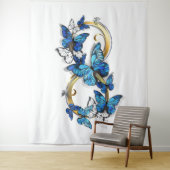 Tenture Symbole infini de papillons Morpho bleus (En situation)