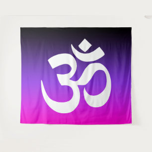 Tenture Symbole Om Violet Noir et Ombre Rose Chaud