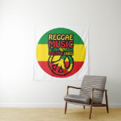 Tenture Symbole Reggae et Paix avec citations positives (En situation)