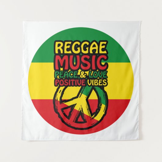 Tenture Symbole Reggae et Paix avec citations positives (Devant)