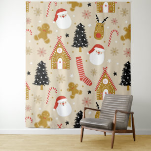 Tenture Symboles de Noël colorés Motif